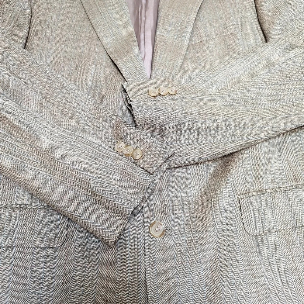 Lauren Ralph Lauren Tan Suit Jacket Blazer Silk Wool Blend size 44L - Picture 9 of 13